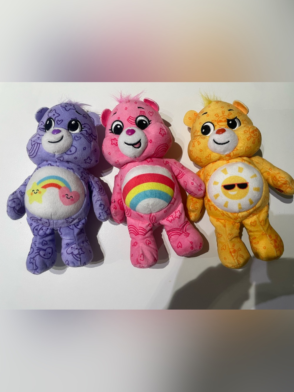 Care Bears Trio Plush - Purple, Pink & Yellow 8”
